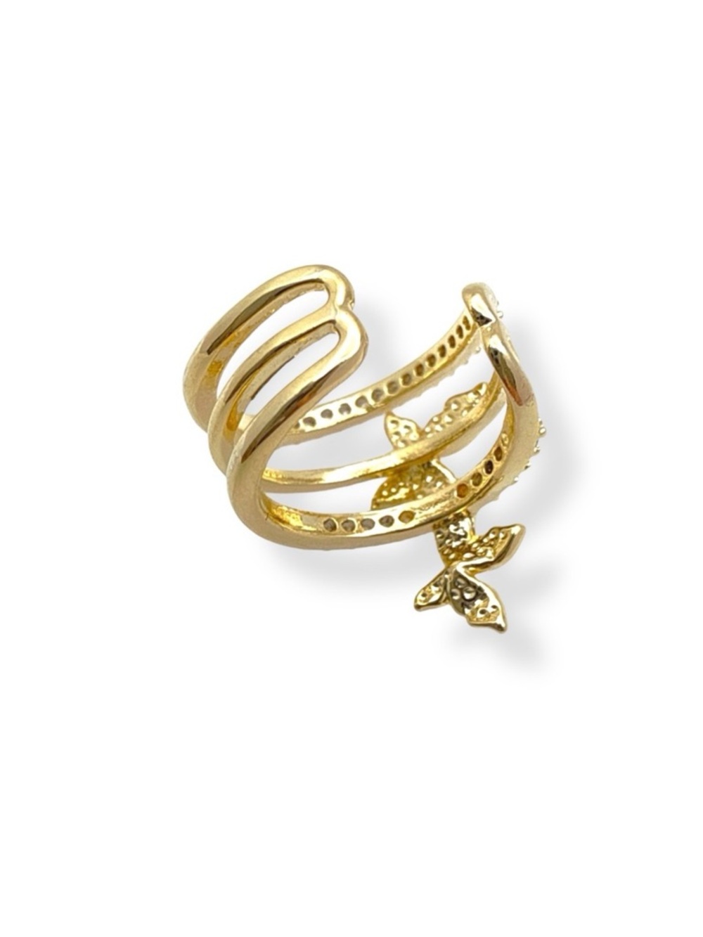 Butterfly Ear Cuff Gold Plated Real Zirconia - Picture 6 of 10